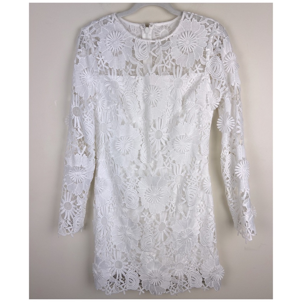 Milly | Nessa 3D White Lace Mini Dress LWD Bride | 4 - Picture 6 of 16